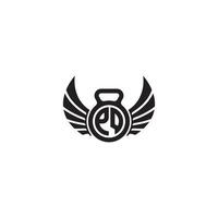PQ fitness GYM and wing initial concept with high quality logo design vector