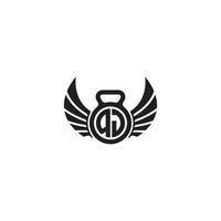 QJ fitness GYM and wing initial concept with high quality logo design vector