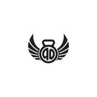 QO fitness GYM and wing initial concept with high quality logo design vector