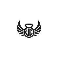 TC fitness GYM and wing initial concept with high quality logo design vector