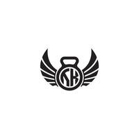 UX fitness GYM and wing initial concept with high quality logo design vector