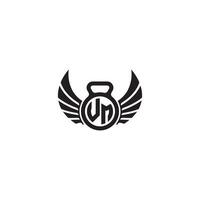 VM fitness GYM and wing initial concept with high quality logo design vector
