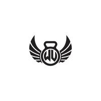 WU fitness GYM and wing initial concept with high quality logo design vector