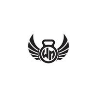WM fitness GYM and wing initial concept with high quality logo design vector