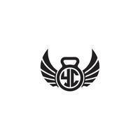 YC fitness GYM and wing initial concept with high quality logo design vector
