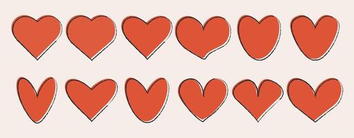conjunto de mano dibujado corazones. vector colección de amor simbolos grunge diseño elementos para San Valentín día.