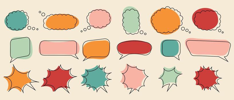 Set of retro chat speech bubbles templates. Conversation bubble for web design, chat, messenger, design. Modern vector illustration.