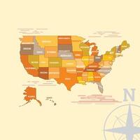 Colorful American Map and All States Name With Light Color Background Vector Art