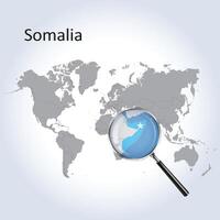 Magnified map Somali with the flag of Somali enlargement of maps, Vector Art