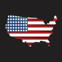 American Map in American Flag Abstract Art with Black Background Vector Art