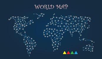 World map with dotted, Navy blue background, the Vector file