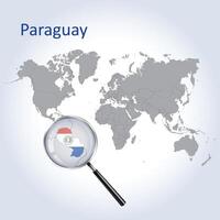 Magnified map Paraguay with the flag of Paraguay enlargement of maps, Vector art