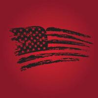 Black American Flag Abstract Art and Reddish Background With Stars Vector Art