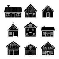 Icon set barn farm and house simple vintage line art inspiration logo design vector illustration