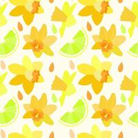 pattern with narcissists and lime vector
