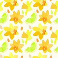 pattern with narcissists and lime vector