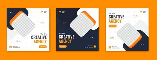 Set of creative corporate social media post design, editable business template for digital marketing vector