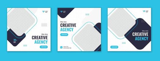 Set of creative corporate social media post design, editable business template for digital marketing vector