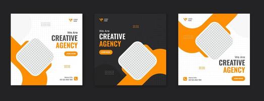 Set of creative corporate social media post design, editable business template for digital marketing vector