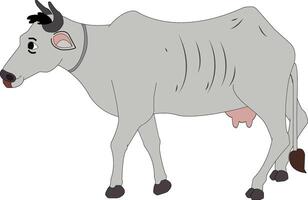 Silver grey cow cartoon style vector illustration