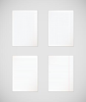 Paper sheets collection of A4 format. Isolated on background.