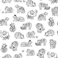 Capybara cute animal vector seamless pattern.