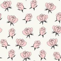 Rose flower vector seamless pattern.