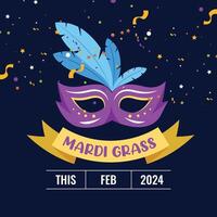 Mardi Gras Party Social Media Post Illustration vector