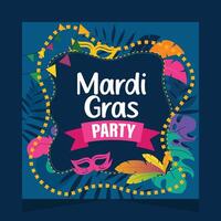 Mardi Gras Party Social Media Post Illustration vector