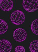 Geometry wireframe shapes and grids in neon pink color. 3D hearts, abstract backgrounds, patterns, cyberpunk elements in trendy psychedelic rave style. 00s Y2k retro futuristic aesthetic vector