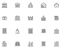 Building concept. Building line icon set. Collection of vector signs in trendy flat style for web sites, internet shops and stores, books and flyers. Premium quality icons isolated on white background