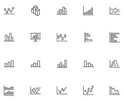 Chart concept. Chart line icon set. Collection of vector signs in trendy flat style for web sites, internet shops and stores, books and flyers. Premium quality icons isolated on white background