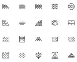 Collection of modern brick outline icons. Set of modern illustrations for mobile apps, web sites, flyers, banners etc isolated on white background. Premium quality signs. vector