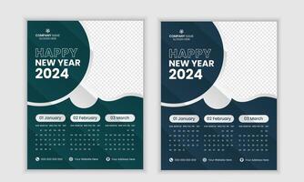 creativo moderno contento nuevo año 2024 calandrar diseño vector