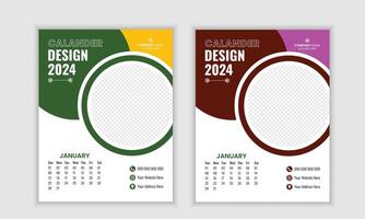 creativo moderno contento nuevo año 2024 calandrar diseño vector