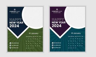 creativo moderno contento nuevo año 2024 calandrar diseño vector