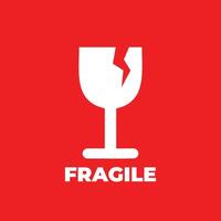 fragile handle with care, red fragile warning label, fragile label with broken glass symbol, vector