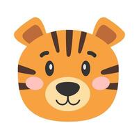 Cartoon tiger. Tiger's head. Cute illustration of tiger face. Vector illustration.