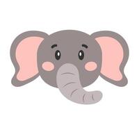 Cartoon elephant. The head of an elephant. Cute illustration of an elephant face. Vector illustration.