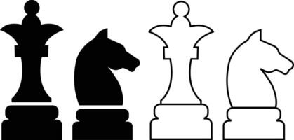 Chess icon in flat, line set. isolated on Chess piece, Checkmate. Pawn, Knight, Queen, Bishop, Horse, Rook, Strategy sports activity Smart board game elements vector apps web