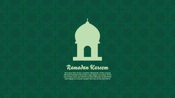 Green background pattern with mosque silhouette Ramadan Kareem concept. vector illustration