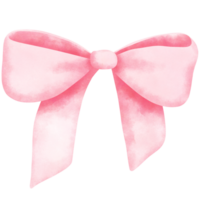 Pink ribbon bow on transparent background. Watercolor clipart. png