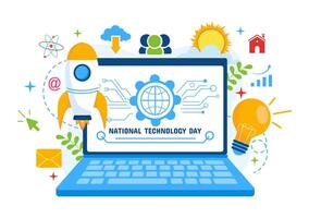 National Technology Day Vector Illustration on 11 May with Creative Digital for Innovation and development of high tech in Flat Cartoon Background