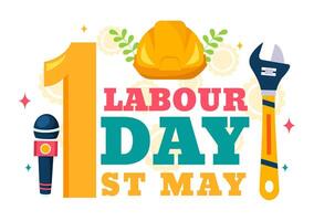 International Labor Day Vector Illustration on 1 May with Different Professions and Thank You to All Workers for Your Hard Work in Flat Background