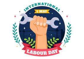 internacional labor día vector ilustración en 1 mayo con diferente profesiones y gracias usted a todas trabajadores para tu difícil trabajo en plano antecedentes