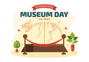 internacional museo día vector ilustración en mayo 18 con edificio galería o obras de arte en plano dibujos animados antecedentes diseño