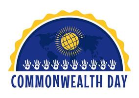 Commonwealth Day Vector Illustration on 24 may of Helps Guide Activities by Commonwealths Organizations with Waving Flag in Flat Cartoon Background