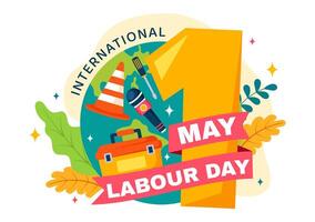 internacional labor día vector ilustración en 1 mayo con diferente profesiones y gracias usted a todas trabajadores para tu difícil trabajo en plano antecedentes