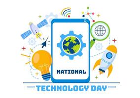 National Technology Day Vector Illustration on 11 May with Creative Digital for Innovation and development of high tech in Flat Cartoon Background