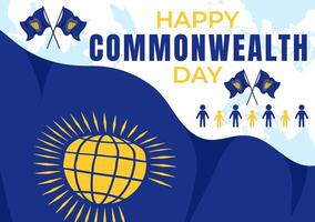 Commonwealth Day Vector Illustration on 24 may of Helps Guide Activities by Commonwealths Organizations with Waving Flag in Flat Cartoon Background